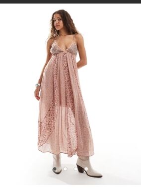 Free People Blush Pink Crushed Maxi Dress